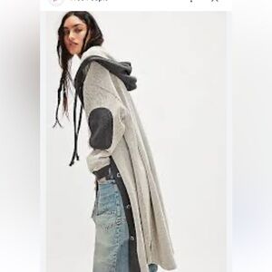 Free People Gray and charcoal Hooded cardigan